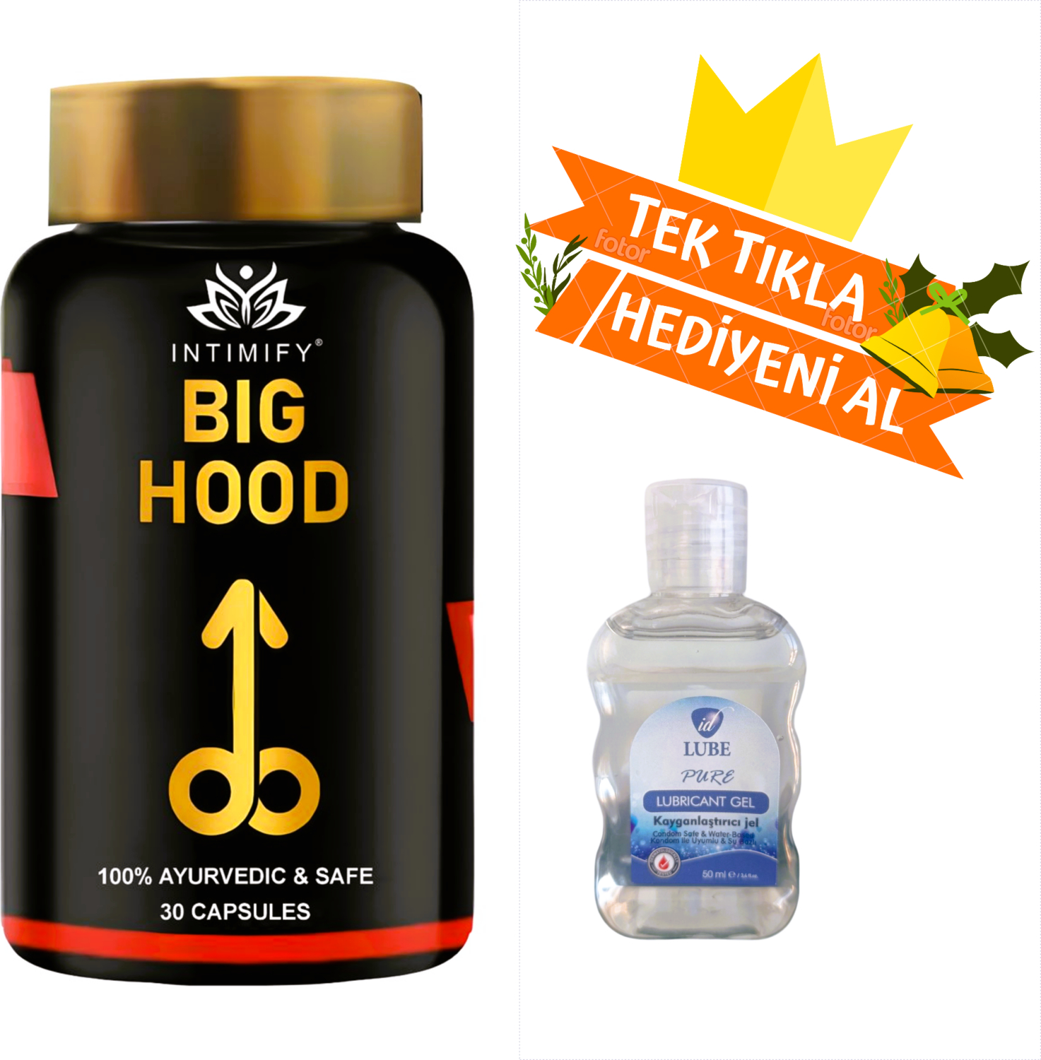 Altın Kapak Erkekler Için Yeni Performans Intimify Bıg Hood 30 Kapsül