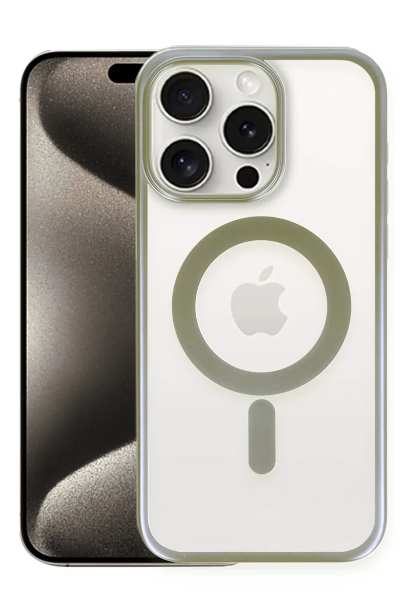 Apple iPhone 15 Pro Uyumlu Kılıf Erozi Magsafe Kapak - Gri