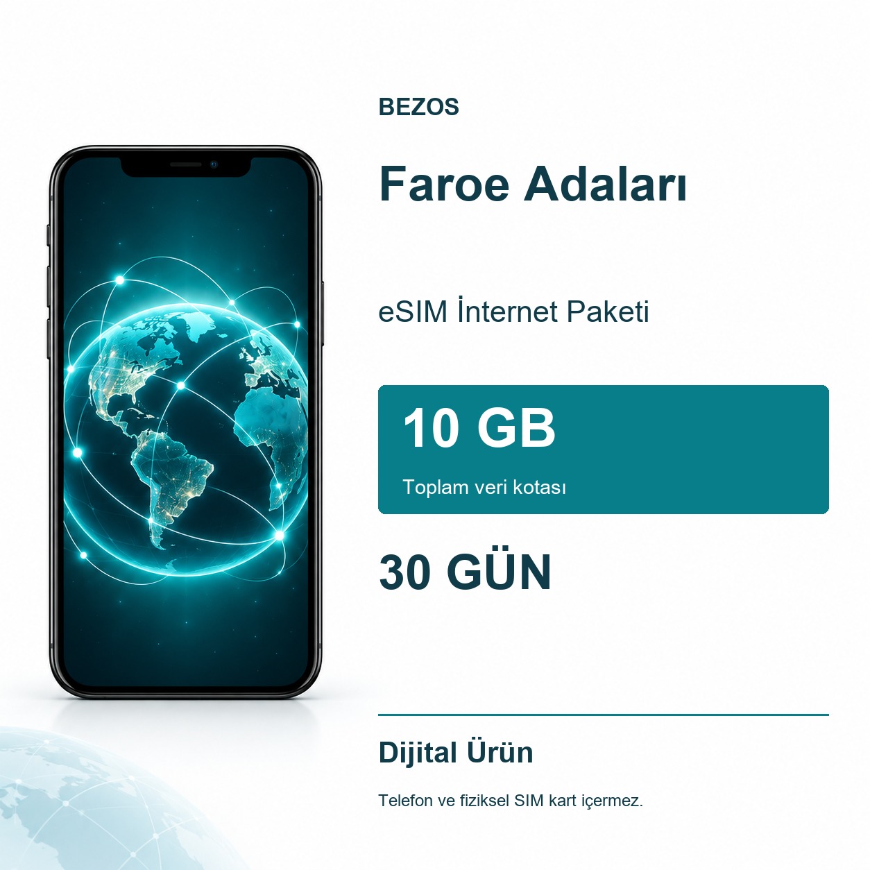 Faroe Adaları eSIM İnternet Paketi 10 GB 30 Gün