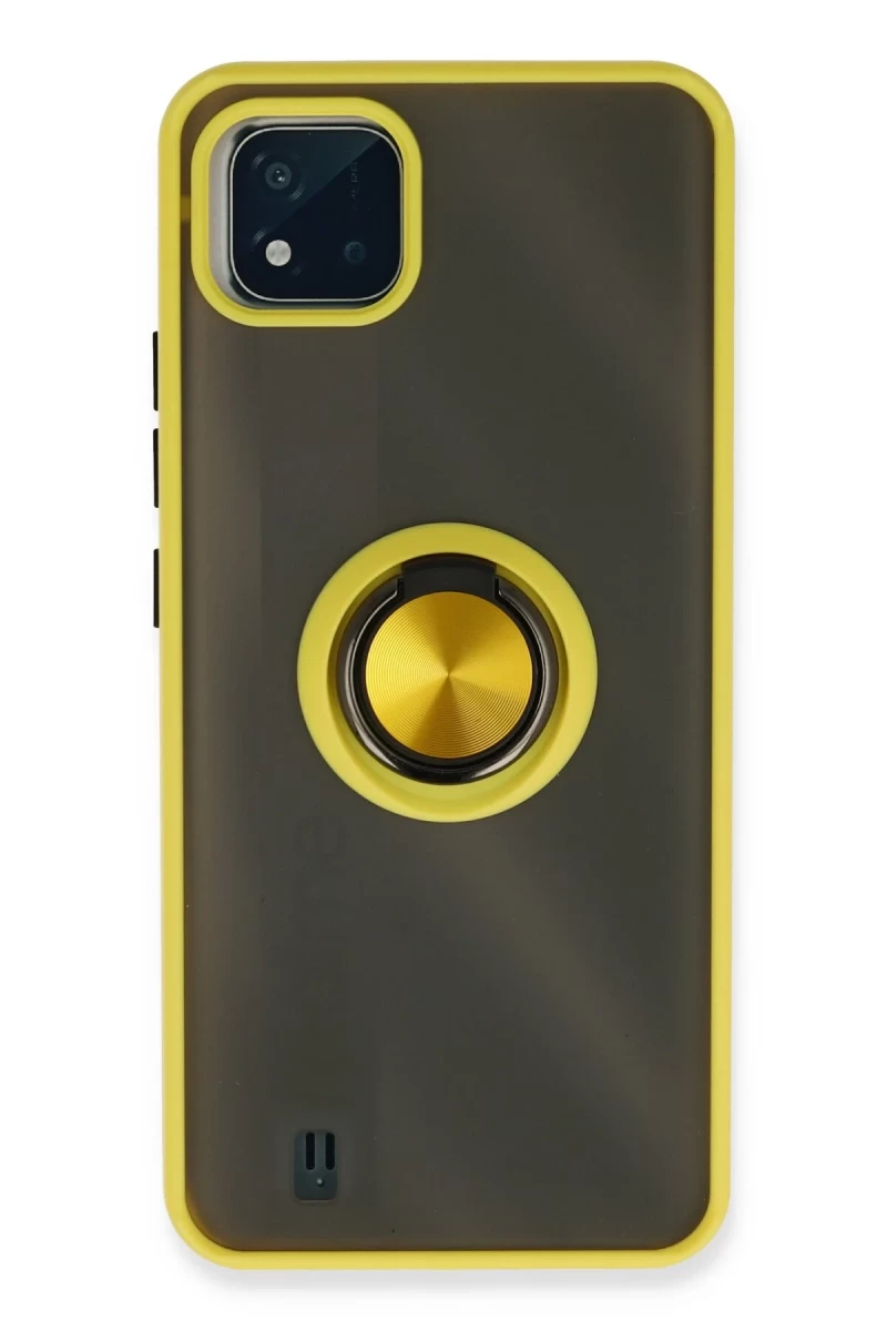Realme C11 2021 Uyumlu Kılıf Montreal Yüzüklü Silikon Kapak - Sarı