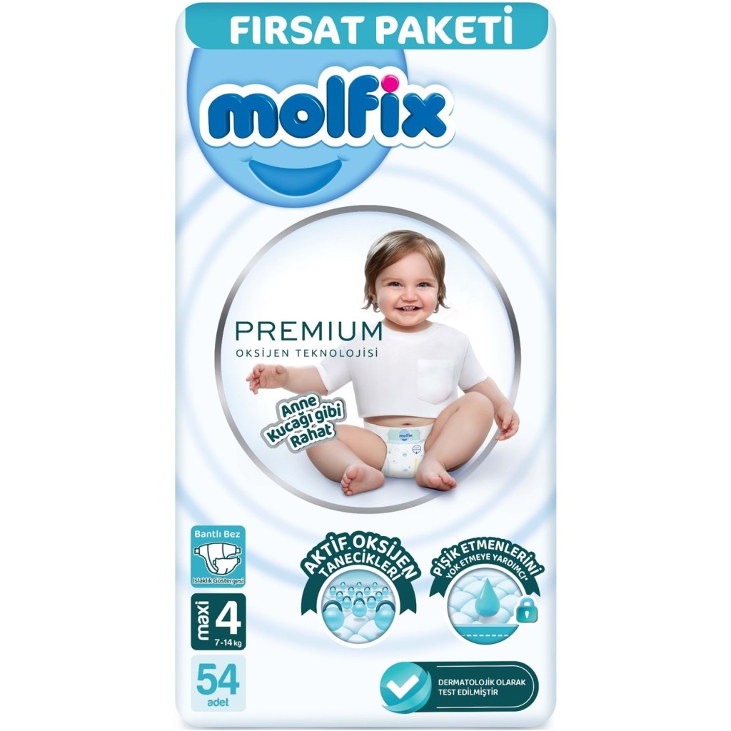 Premium Bebek Bezi Fırsat Paketi 4 Beden 7-14 Kg 54 Adet