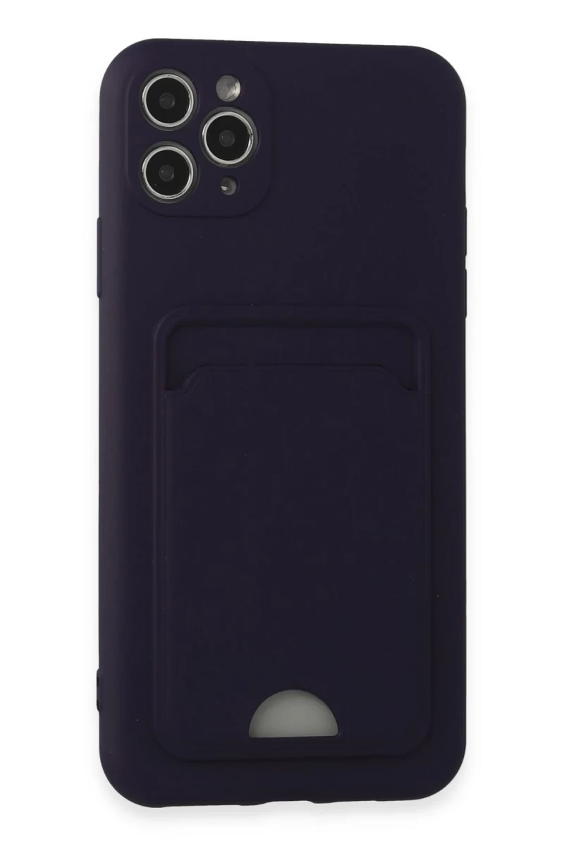 Apple iPhone 11 Pro Max Uyumlu Kılıf Kelvin Kartvizitli Silikon - Derin Mor