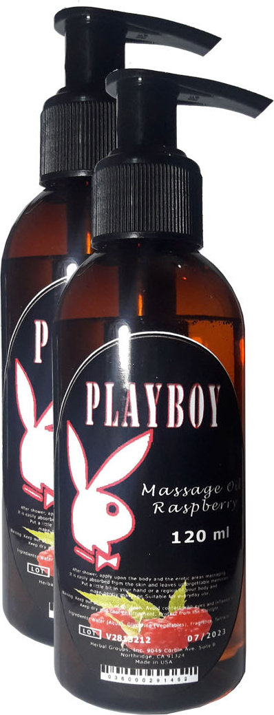 Playboy Raspberry Flavored Massage Oil Ahududu Aromalı Vücut Masaj Yağı 120 ml 2 Adet