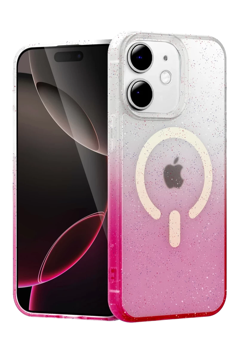 Apple iPhone 12 Uyumlu Pummel Shiny Magsafe Kapak - Pembe