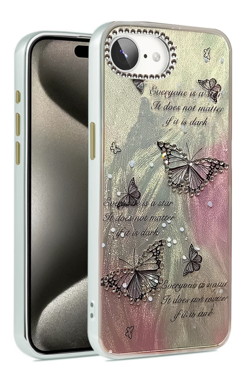 Apple iPhone 16E Uyumlu Kılıf Blade Aynalı Desenli Kapak - Desen 6