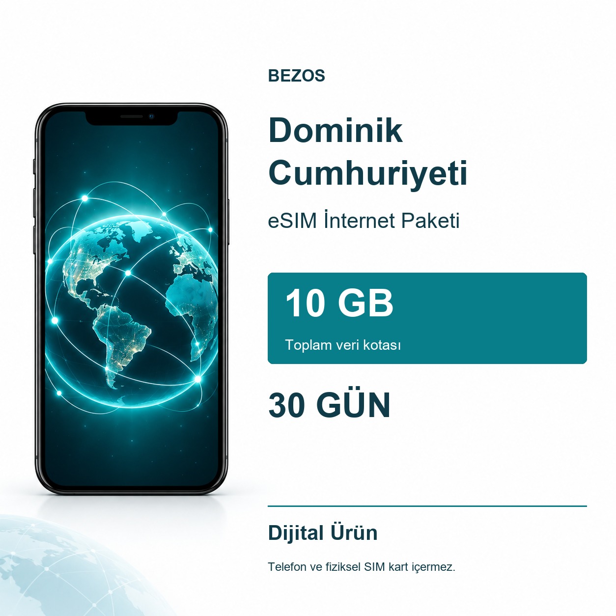 Dominik Cumhuriyeti eSIM İnternet Paketi 10 GB 30 Gün