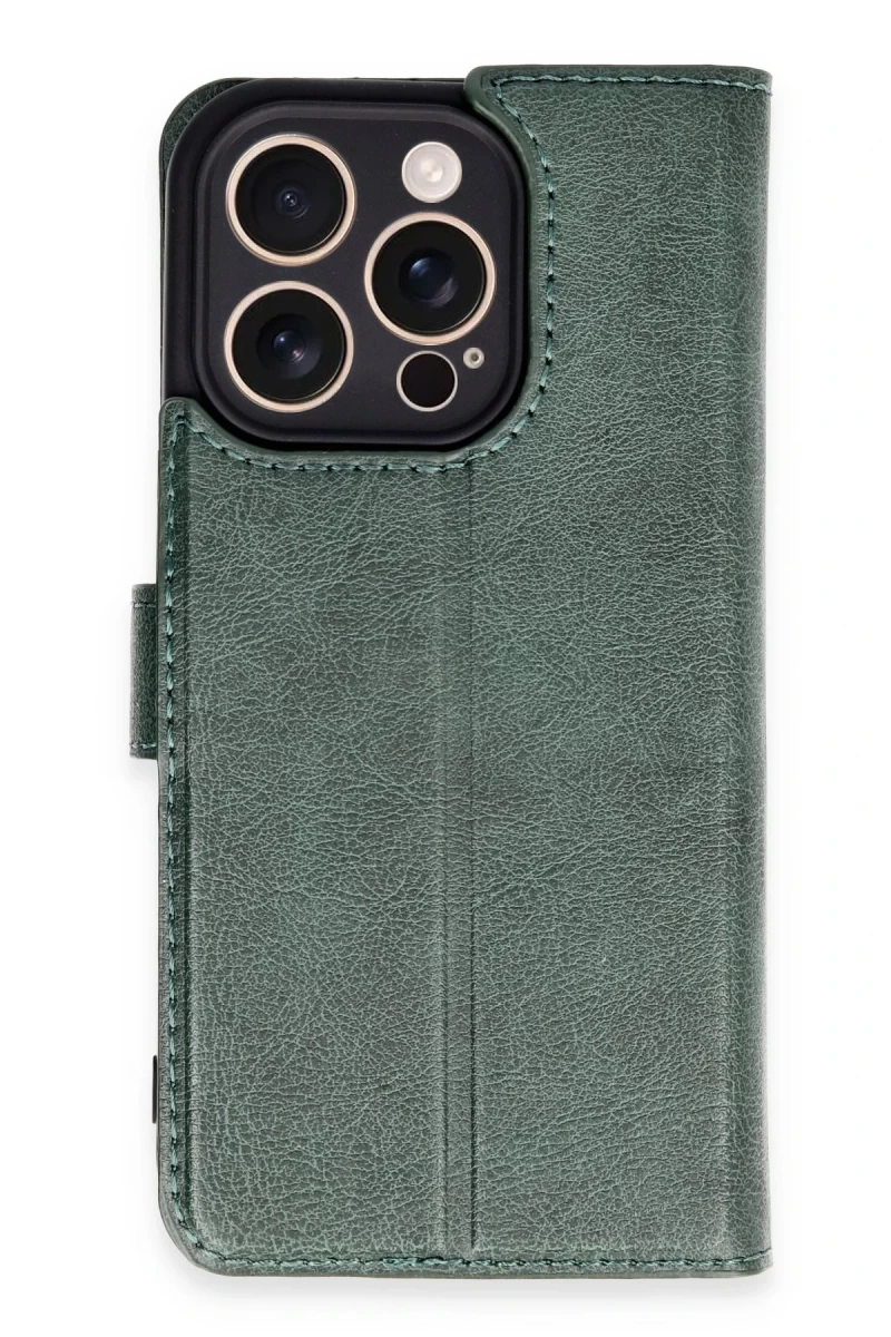 Apple iPhone 16 Pro Uyumlu Kılıf Trend S Plus Kapaklı Kılıf - Yeşil