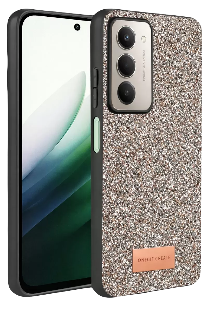 Onegif Xiaomi Redmi 15 4G Uyumlu Bright Simli Kapak - Gümüş