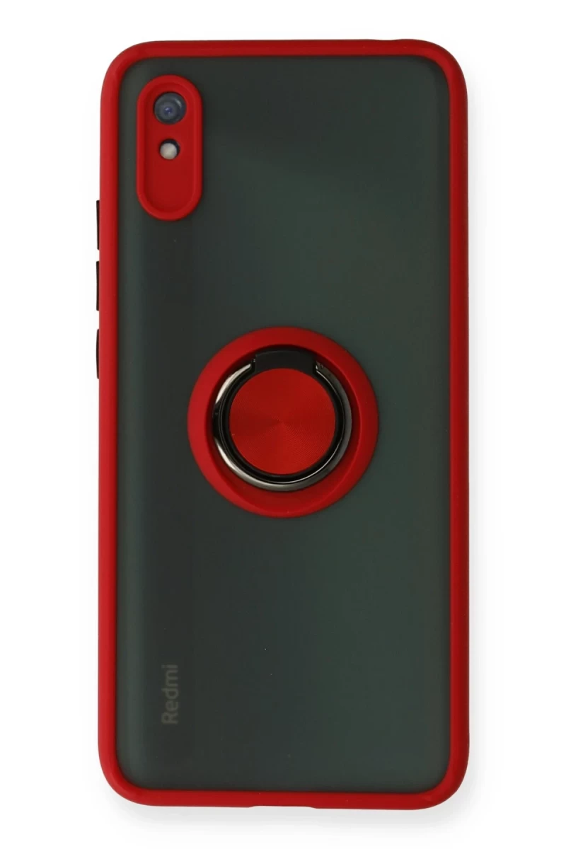 Xiaomi Redmi 9A Uyumlu Kılıf Montreal Yüzüklü Silikon Kapak - Kırmızı