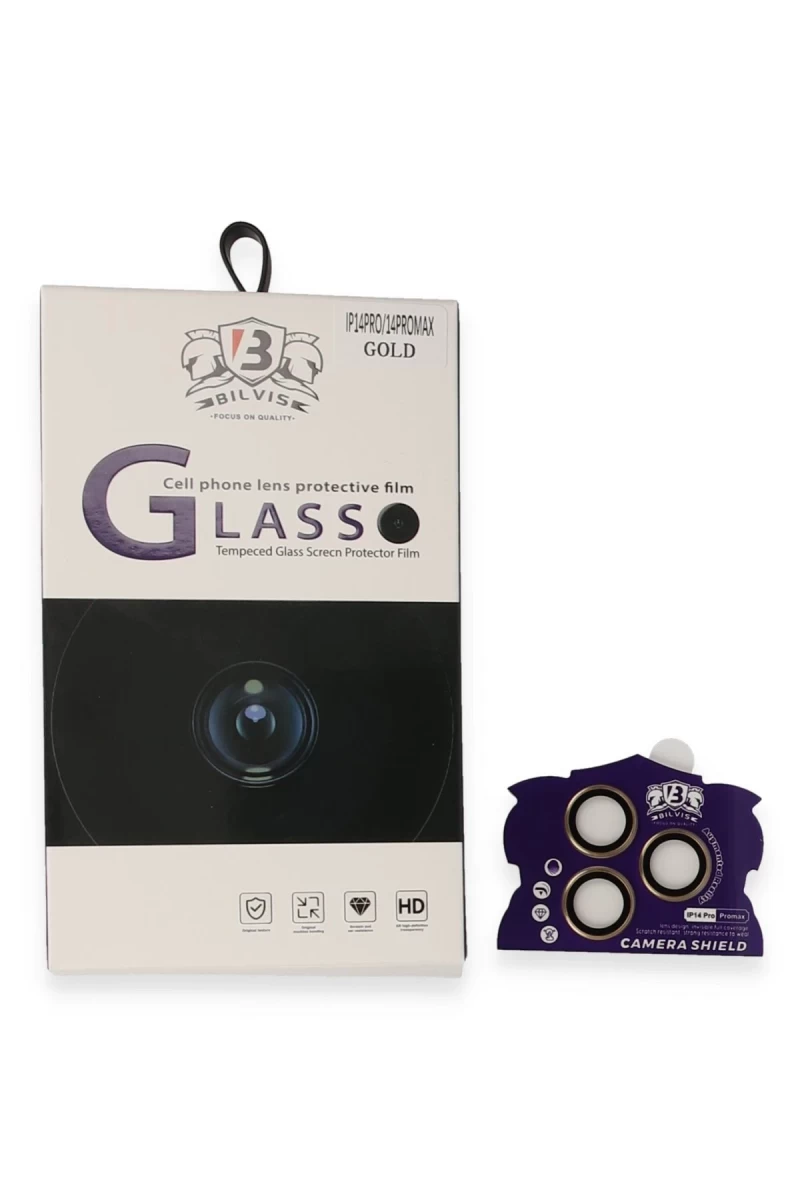 Apple iPhone 14 Pro Max Uyumlu Bilvis Titan Kamera Lens - Gold