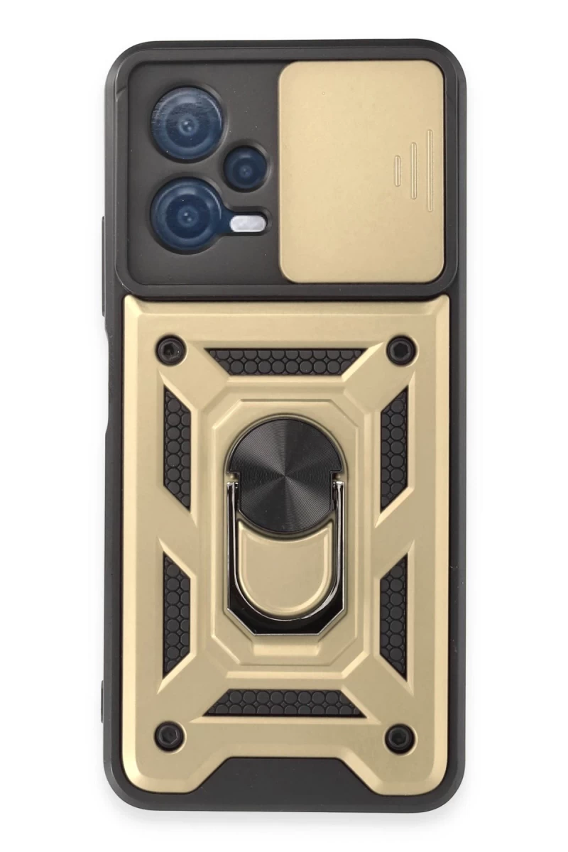 Xiaomi Redmi Note 12 5G Uyumlu Kılıf Pars Lens Yüzüklü Silikon - Gold