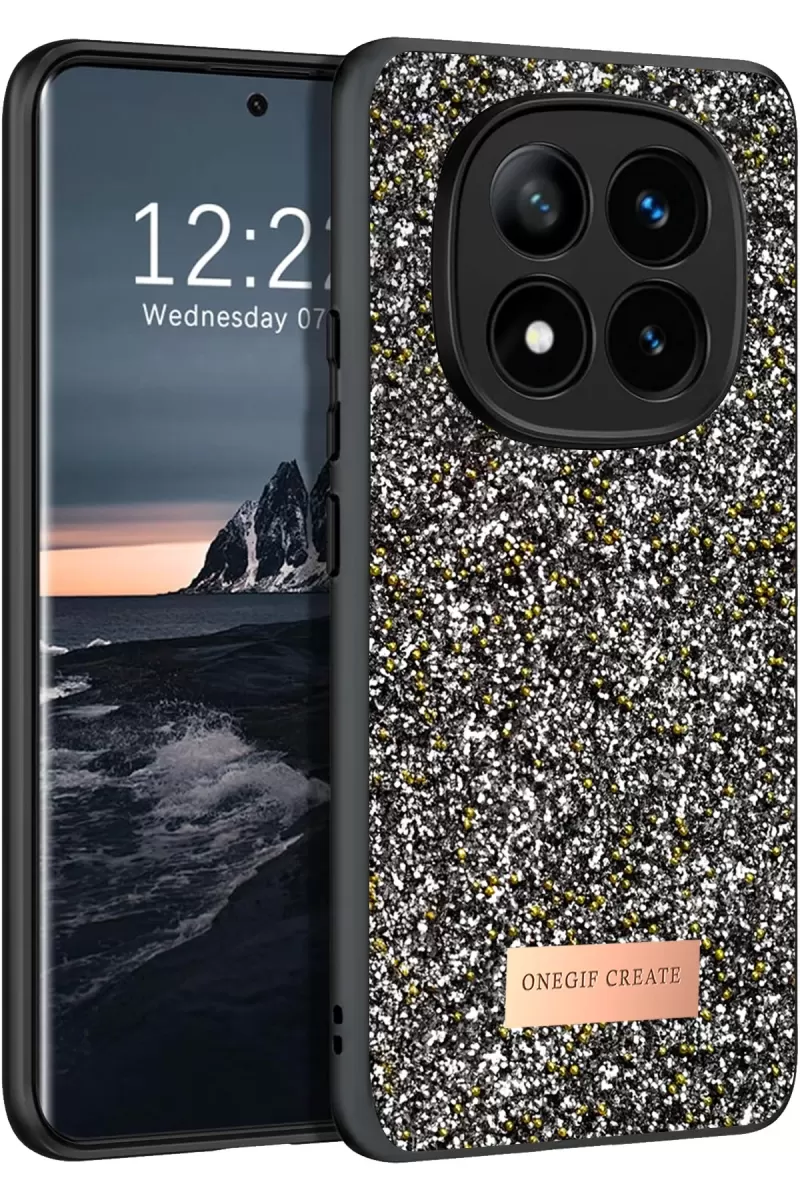 Onegif Xiaomi Redmi Note 14 Pro 4G Uyumlu Bright Simli Kapak - Gümüş