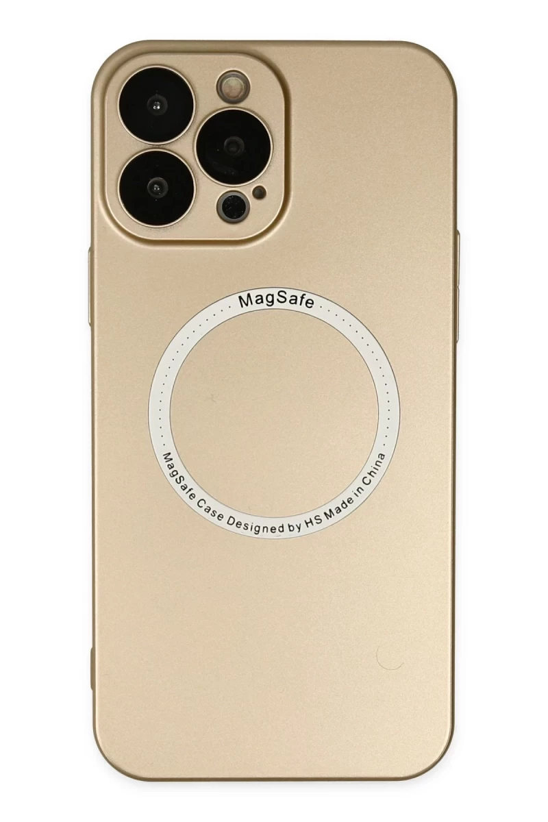 Apple iPhone 14 Pro Uyumlu Kılıf Jack Magneticsafe Lens Silikon - Gold