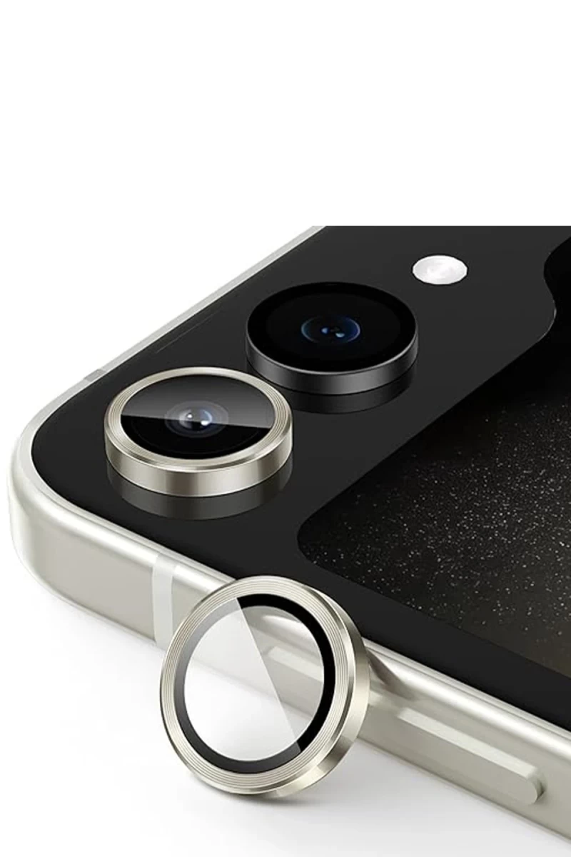 Samsung Galaxy Z Flip 5 Valdez Metal Kamera Lens - Krem