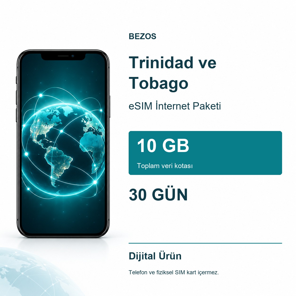 Trinidad ve Tobago eSIM İnternet Paketi 10 GB 30 Gün