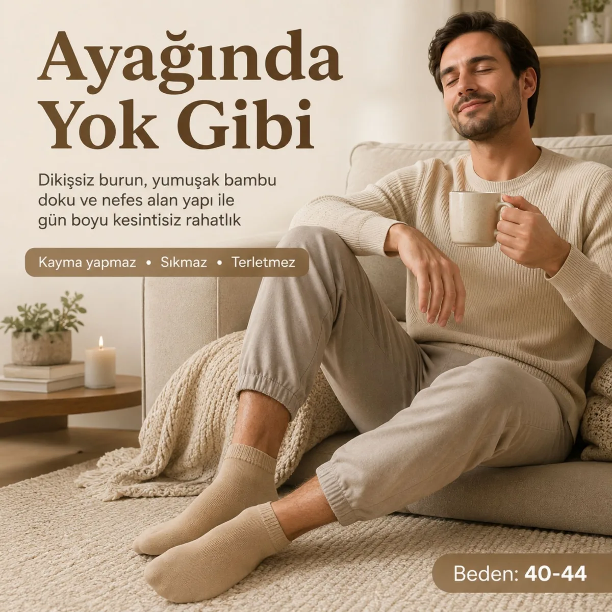 Erkek Kısa Konç Bambu Çorap Çok Renkli 39-44 Dikişsiz Burun Nefes Alan Yumuşak Günlük Patik Çorap