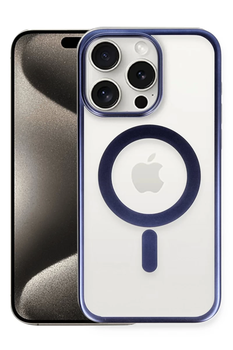 Apple iPhone 15 Pro Uyumlu Kılıf Erozi Magsafe Kapak - Lacivert
