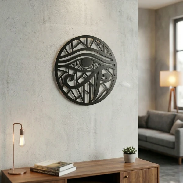 Horus Gözü Duvar Tablosu MDF Lazer Kesim Geometrik Modern Duvar Süsü Eye of Horus Dekor