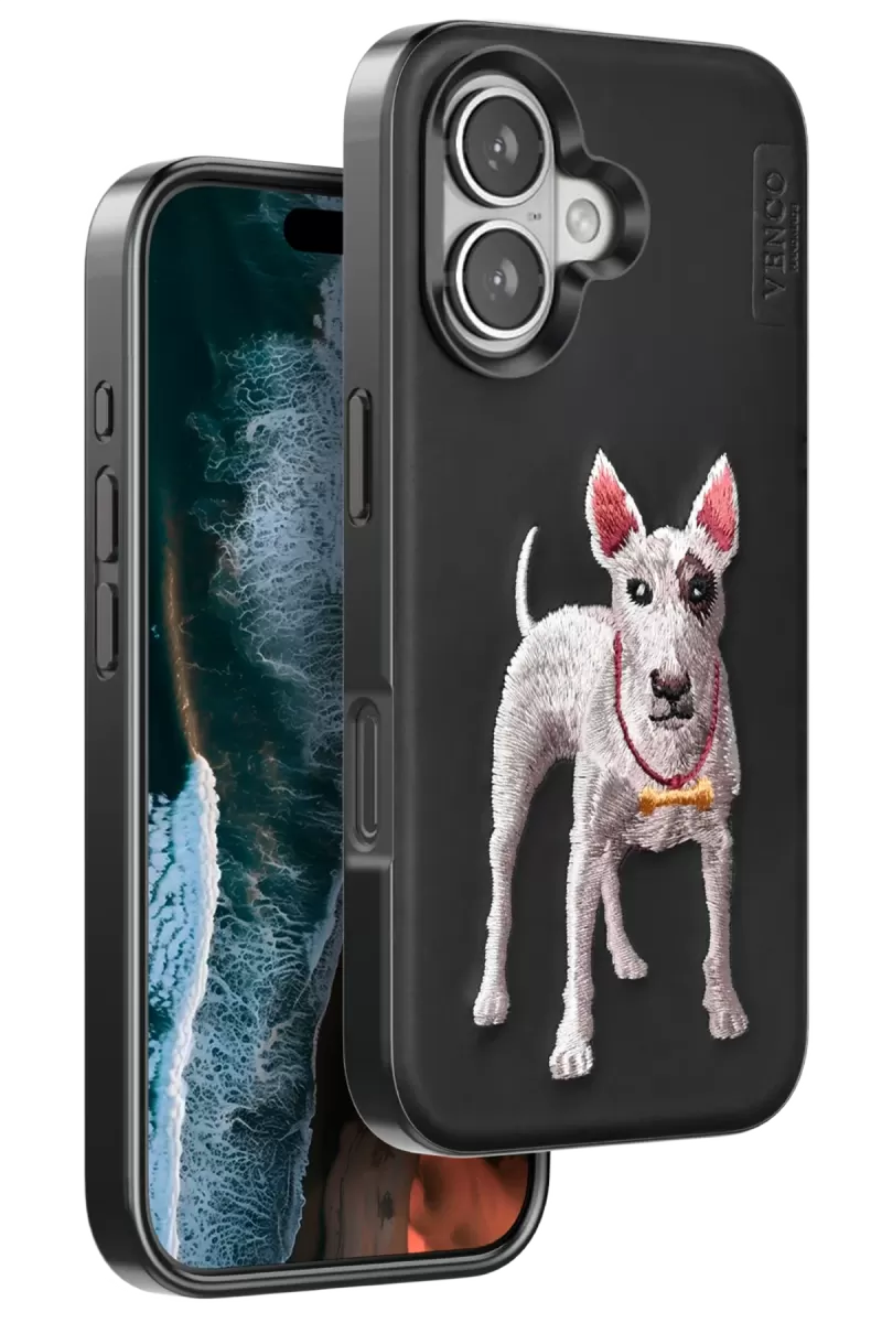 Venco Apple iPhone 16 Uyumlu Perma Desenli Kapak - Siyah