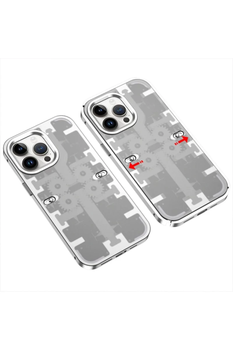 Apple iPhone 14 Pro Max Uyumlu Kılıf Mekanik Bumper Kapak - Gümüş