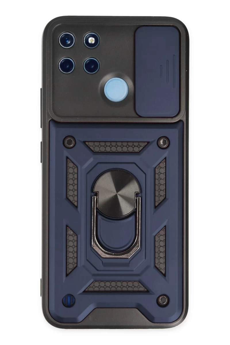Realme C25Y Uyumlu Kılıf Pars Lens Yüzüklü Silikon - Lacivert