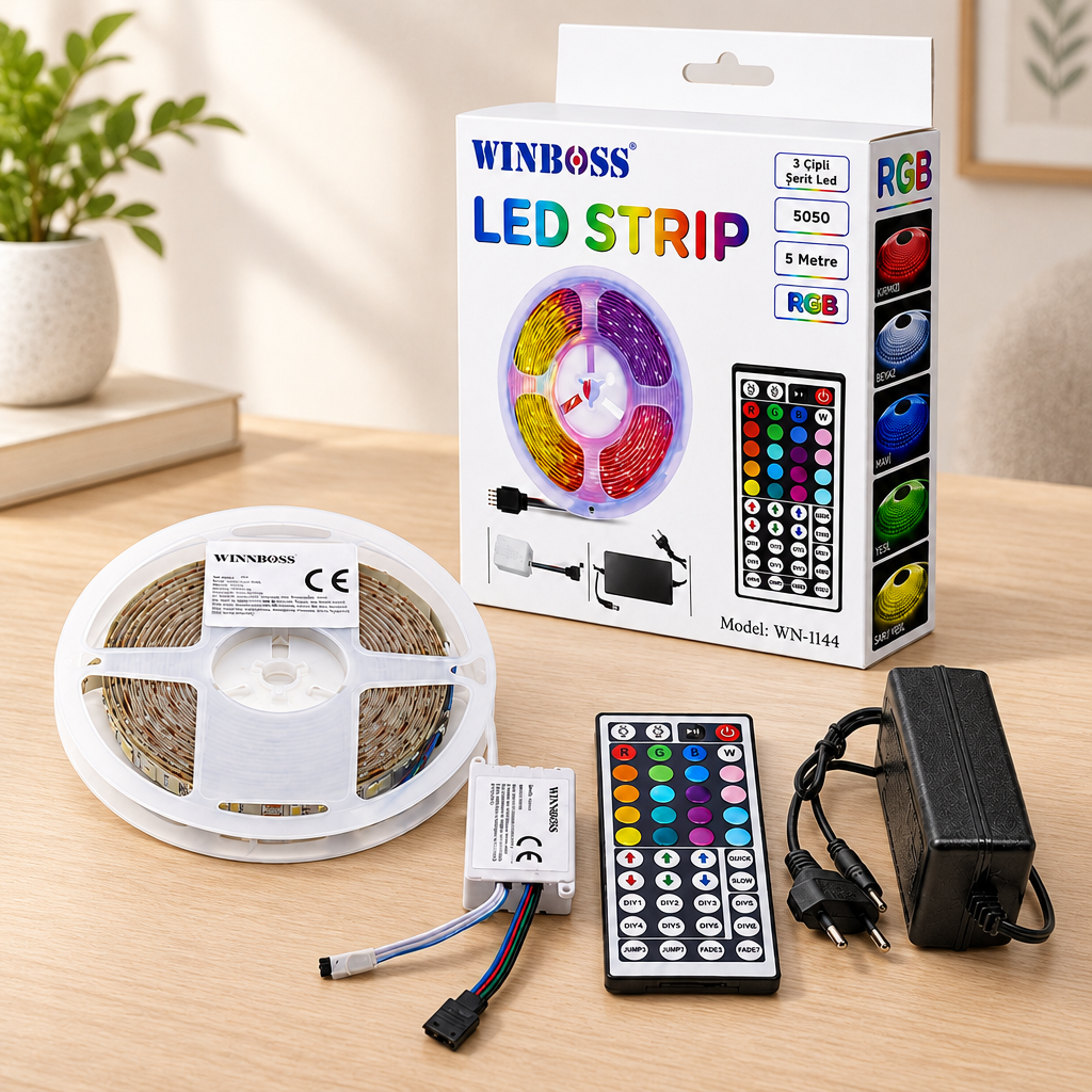 RGB 5050 SMD LED Şerit 5m (54 LED/m) Kumandalı
