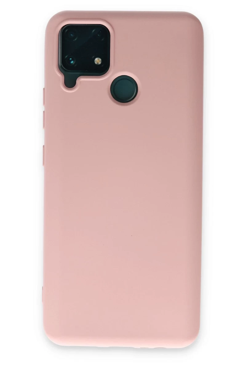 Realme C15 Uyumlu Kılıf Nano içi Kadife Silikon - Pudra