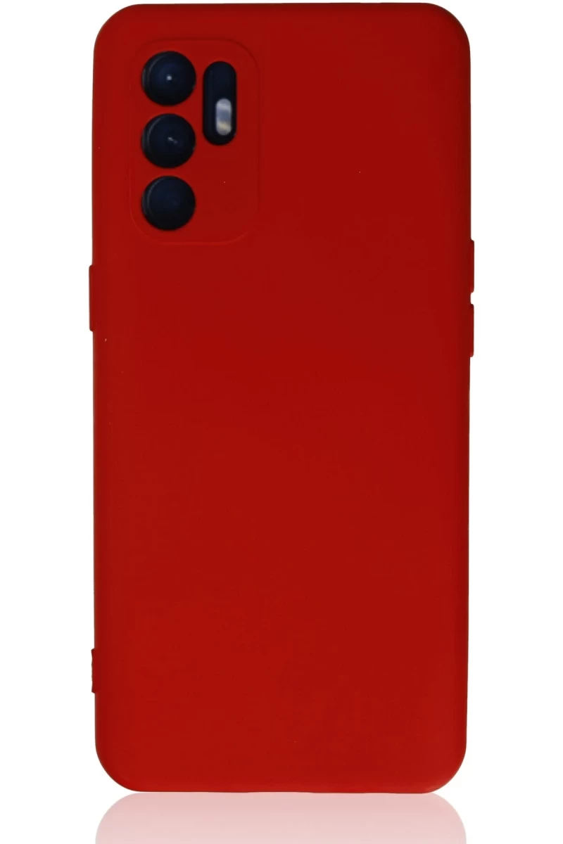 Oppo Reno 6 Uyumlu Kılıf Nano içi Kadife Silikon - Kırmızı