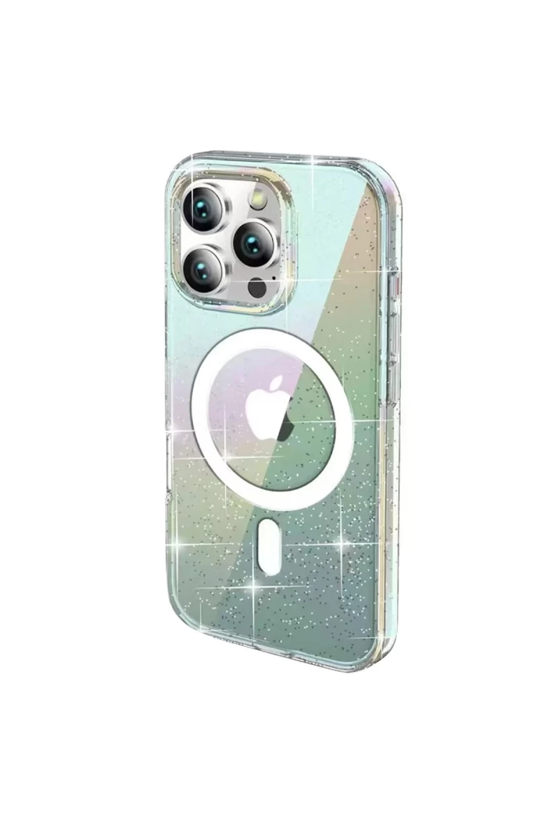 Joko Apple iPhone 15 Pro Max Uyumlu Rasasi Simli Magsafe Kapak - Şeffaf