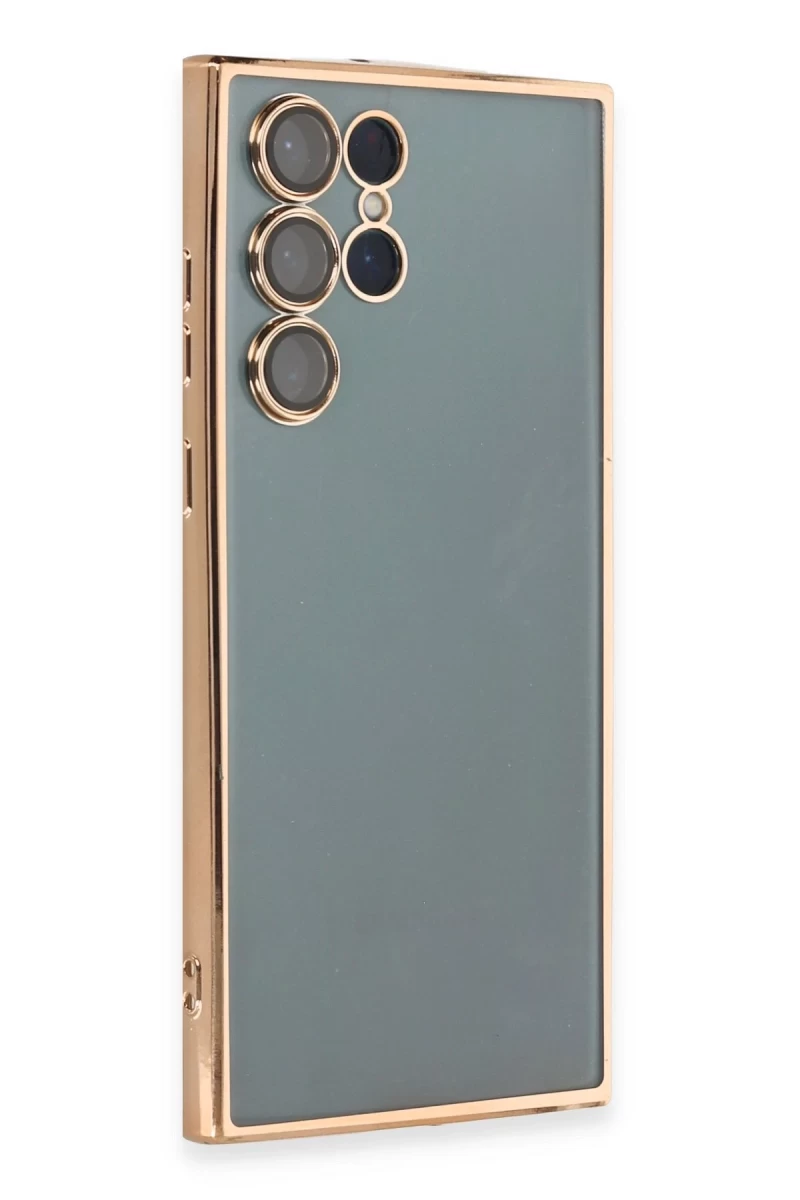 Samsung Galaxy S22 Ultra Uyumlu Kılıf Lensli Silikon - Gold