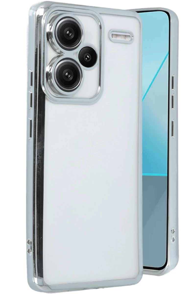 Xiaomi Redmi Note 13 Pro Plus Uyumlu Kılıf Lensli Silikon - Gümüş
