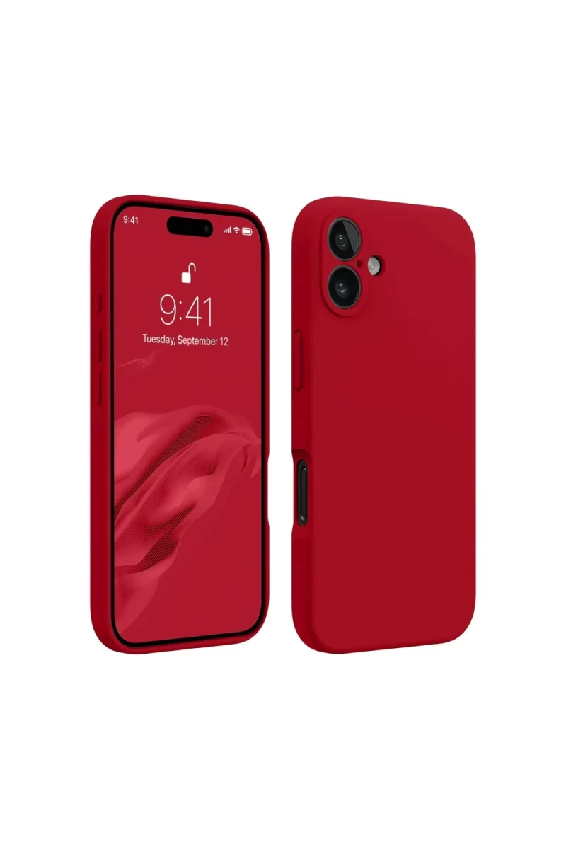 Apple iPhone 16 Plus Uyumlu Kılıf First Silikon - Kırmızı