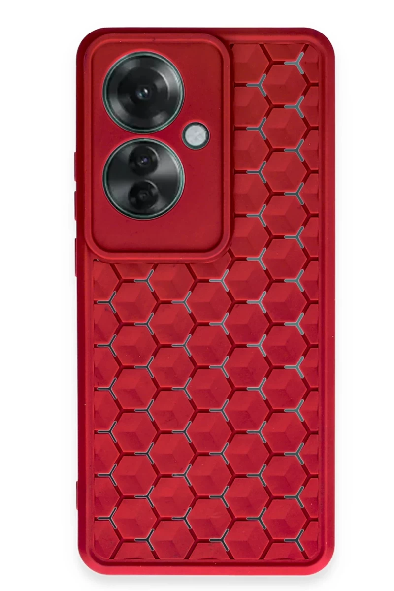 Oppo Reno 11F Uyumlu Kılıf Petek Silikon Kapak - Kırmızı