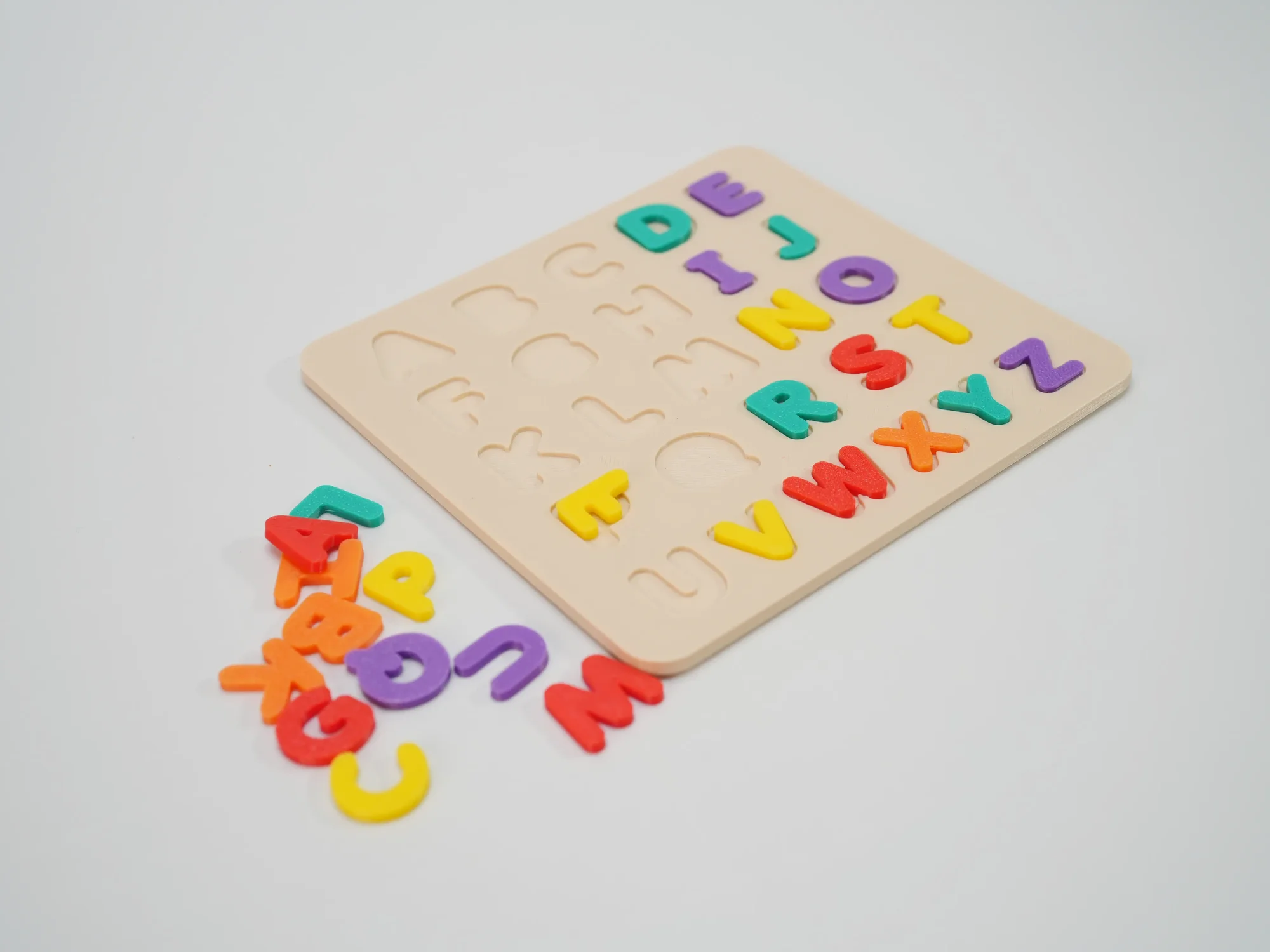 3D Baskı Renkli A-Z Alfabe Puzzle - 26 Harfli Eğitim Seti