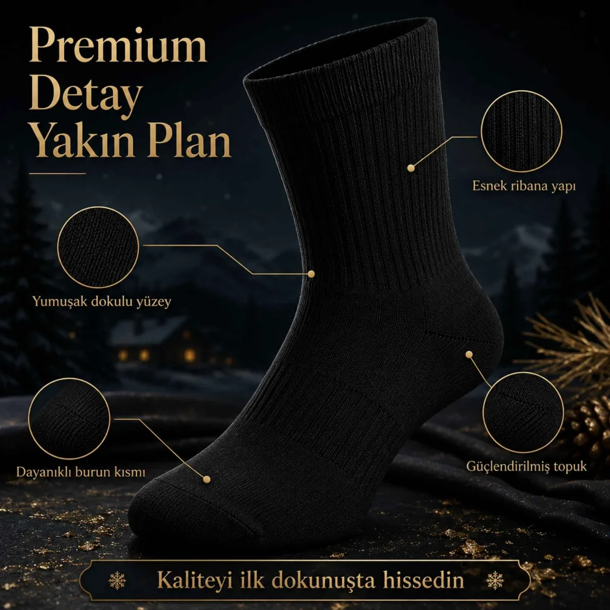 Erkek Siyah 6'lı Kışlık Uzun Termal Havlu Çorap | Dikişsiz, Esnek, Sıcak Tutan, Güçlendirilmiş Topuk ve Burun
