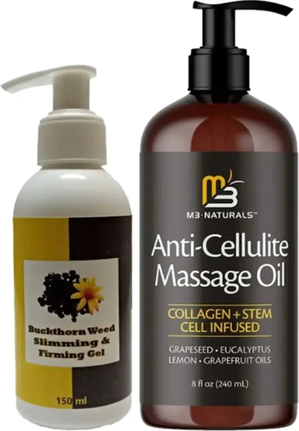 Süper M3 Naturals Masaj Yağı Anti-Cellulite 240 ml + Buckthorn Antiyağ Masaj Kremi 150 ml