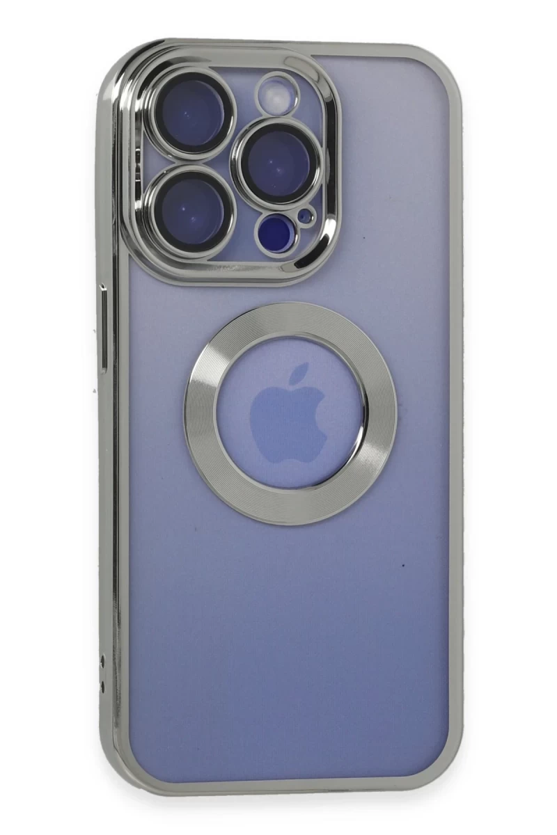 Apple iPhone 15 Pro Max Uyumlu Kılıf Slot Silikon - Gümüş