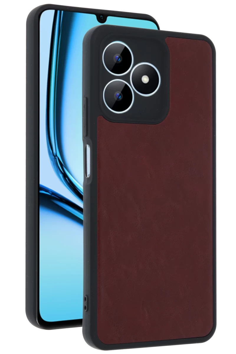 Realme Note 50 4G Uyumlu Kılıf Aras Deri Kapak - Bordo