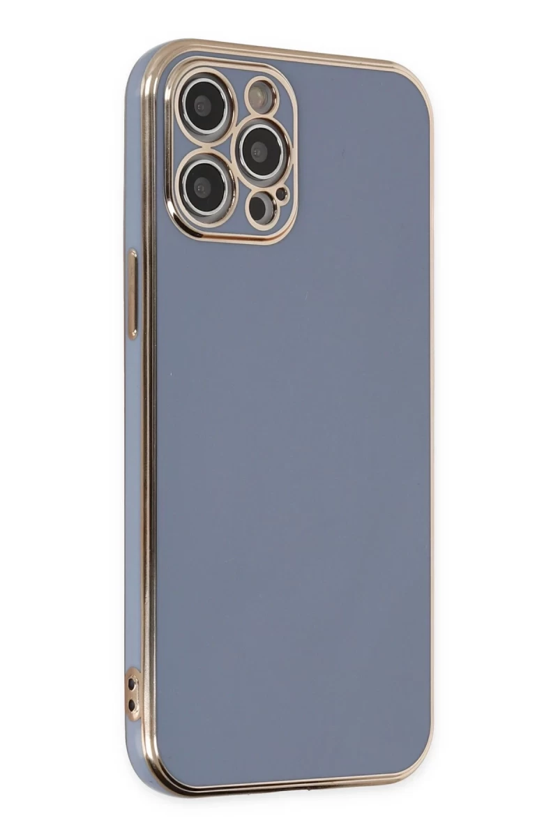 Apple iPhone 12 Pro Max Uyumlu Kılıf Volet Silikon - Mavi