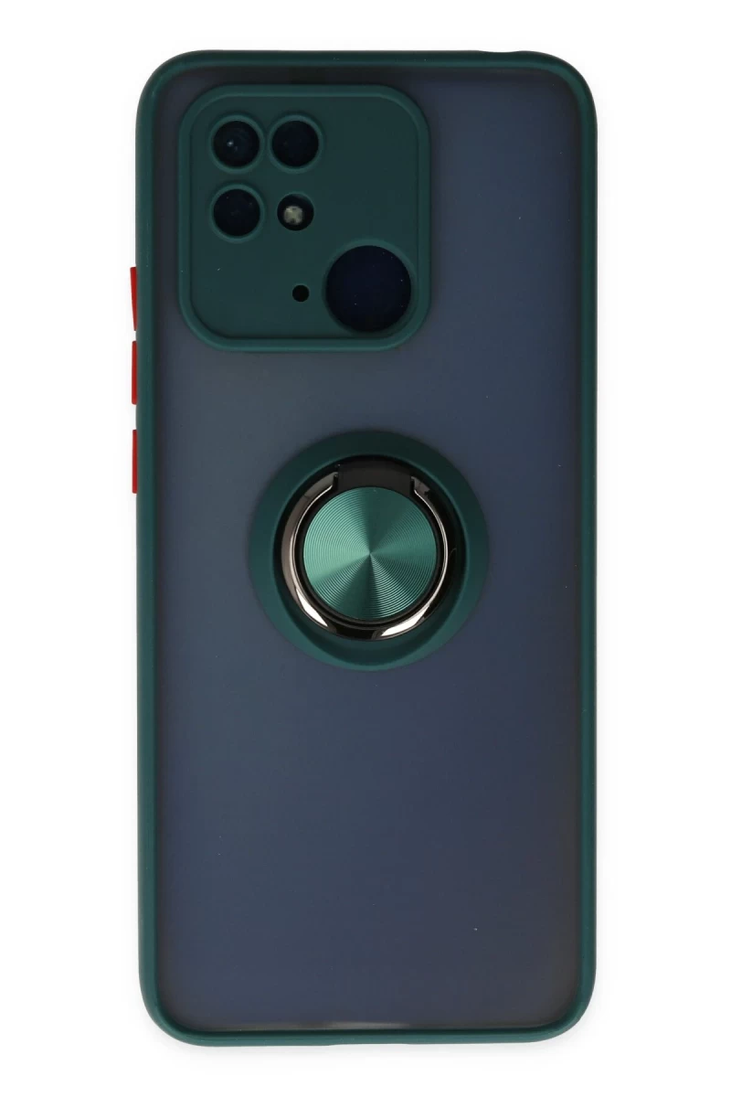 Xiaomi Redmi 10C Uyumlu Kılıf Montreal Yüzüklü Silikon Kapak - Yeşil