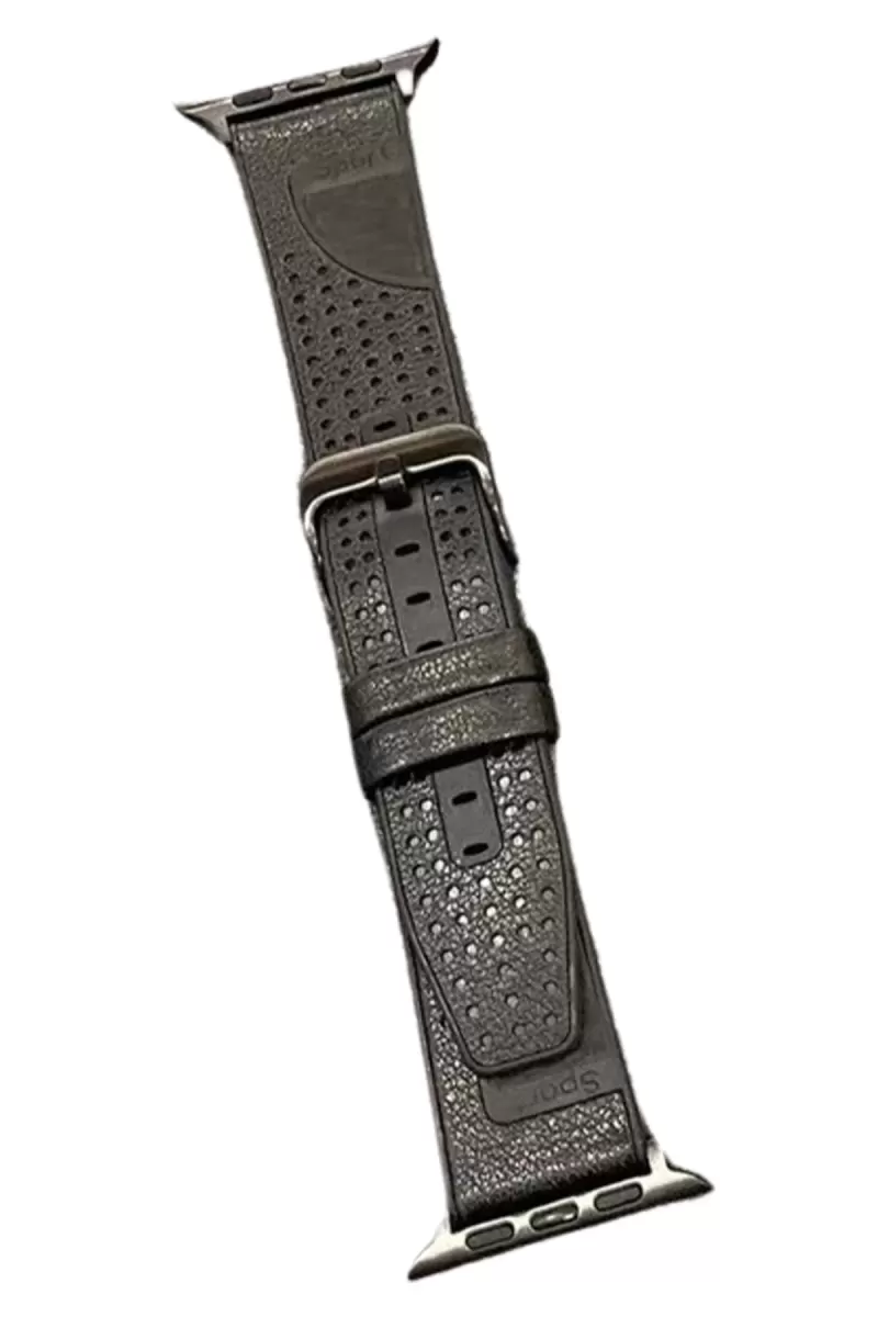Movenchy Apple Watch 45mm Uyumlu Buff Deri Kordon - Siyah