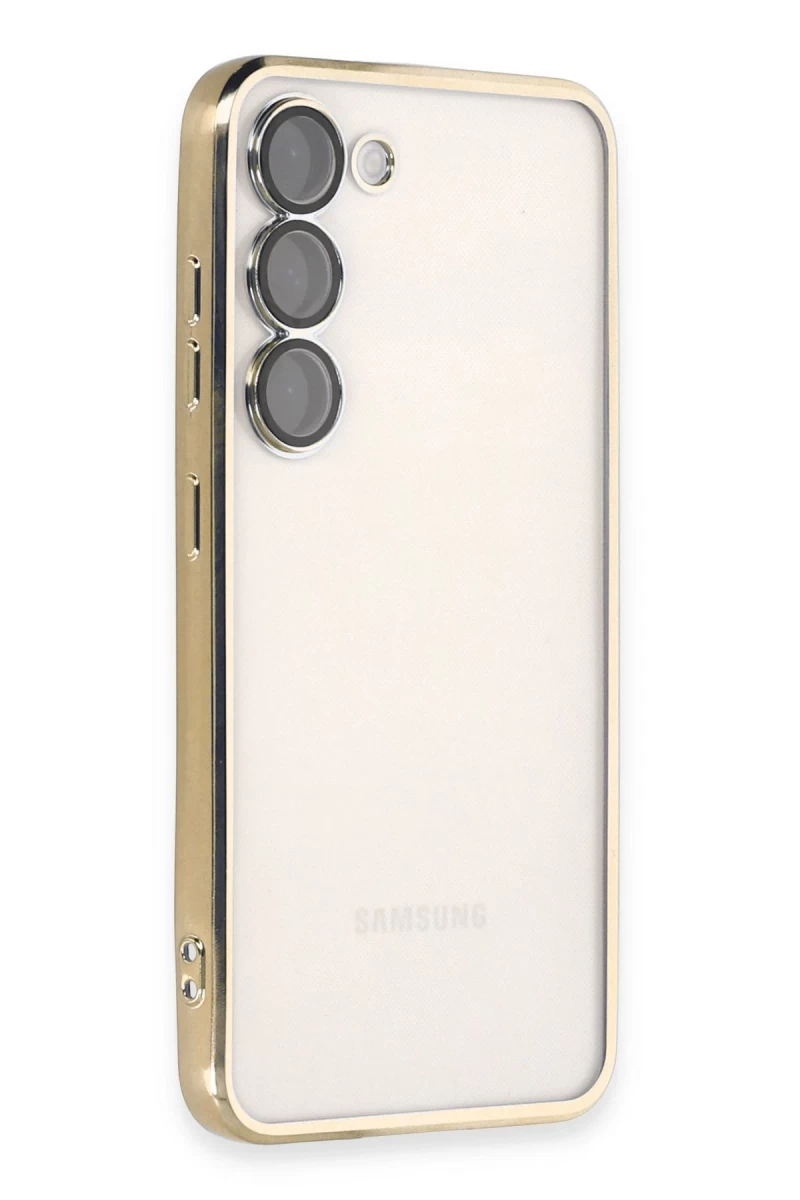 Samsung Galaxy S23 Plus Uyumlu Kılıf Lensli Silikon - Gold