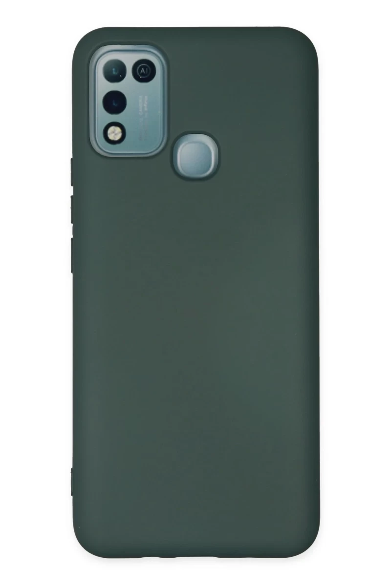 İnfinix Hot 10 Play Uyumlu Kılıf Nano içi Kadife Silikon - Koyu Yeşil