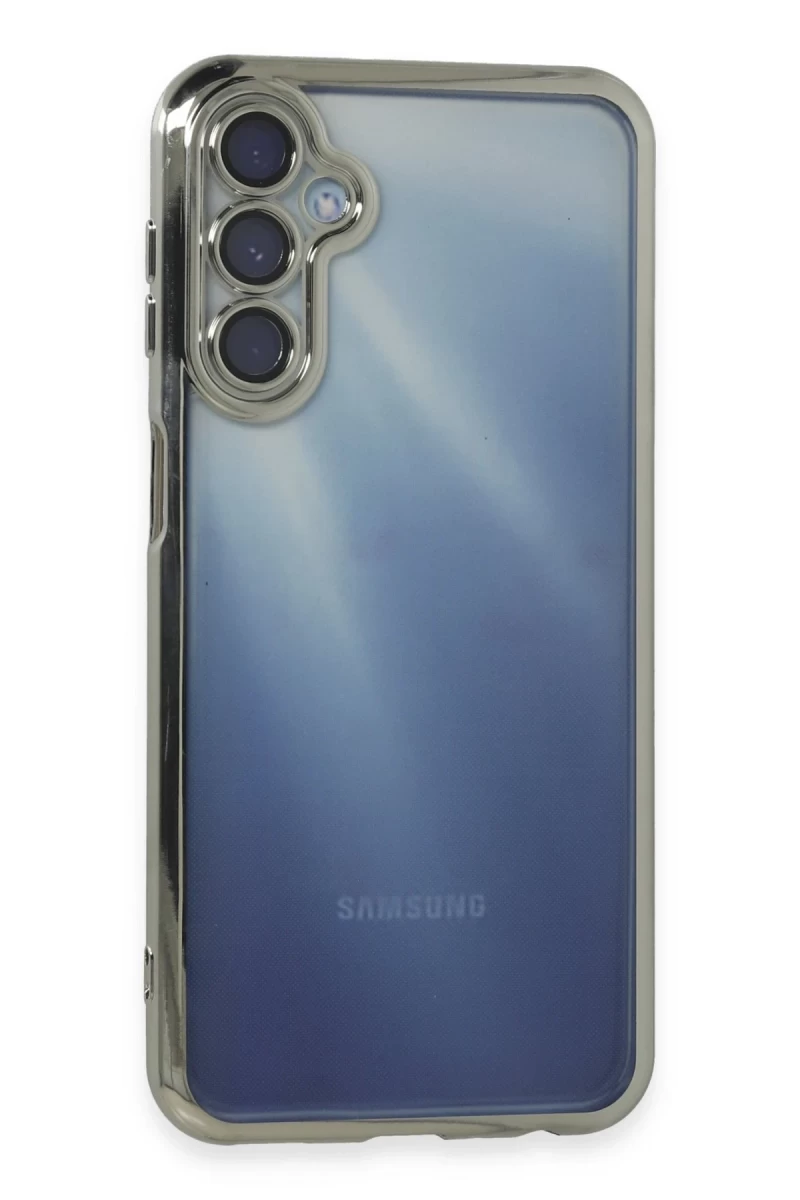 Samsung Galaxy A55 5G Uyumlu Kılıf Lensli Silikon - Gümüş