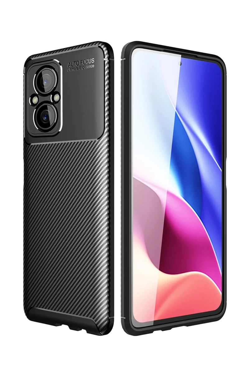 Xiaomi Poco M5 Uyumlu Kılıf Auto Focus Karbon Kapak - Siyah