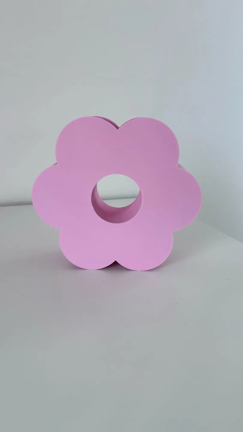 3D Baskı Çiçek Formlu Vazo Sakura Çiçeği Şeklinde Dekoratif Modern Çiçek Vazosu Pembe