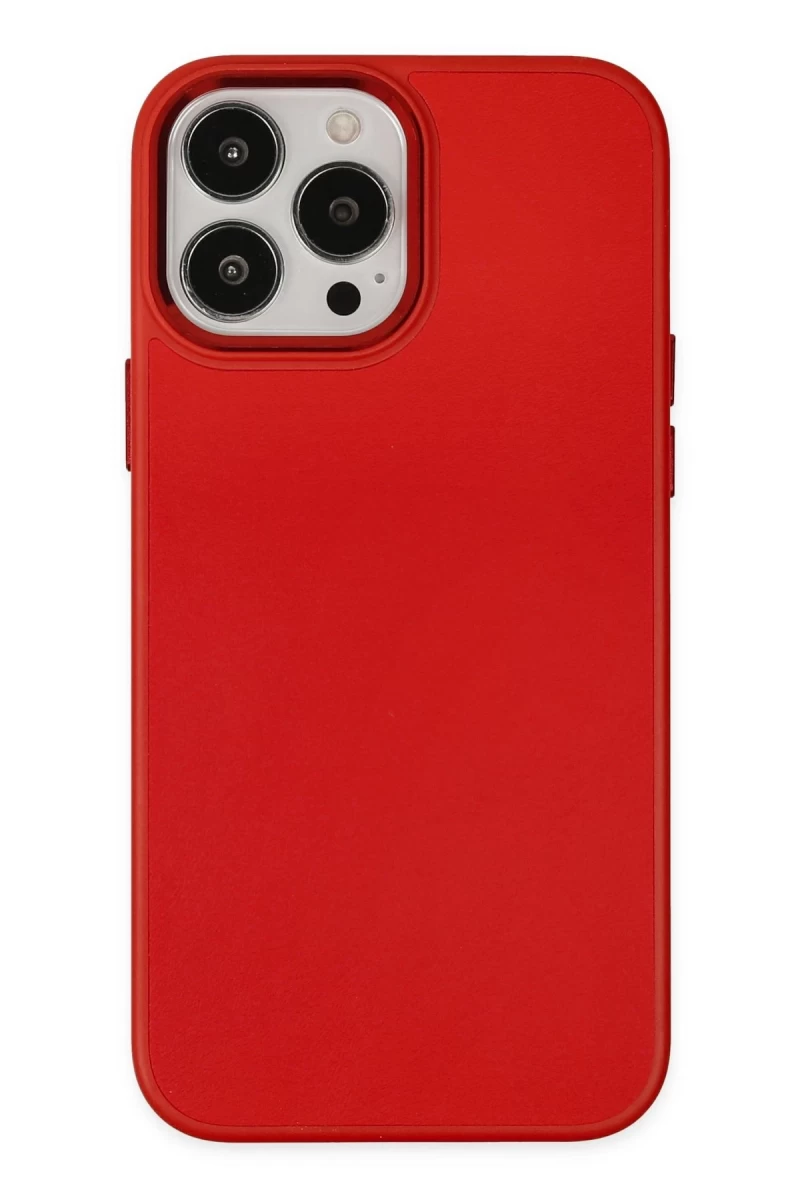 Apple iPhone 13 Pro Uyumlu Kılıf Asya Deri Silikon - Kırmızı