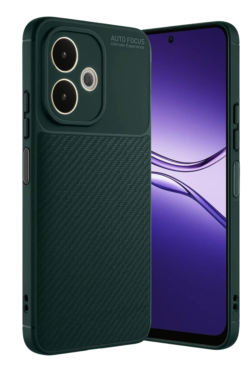 Oppo A5 Pro 4G Uyumlu Kılıf Auto Focus Karbon Kapak - Koyu Yeşil