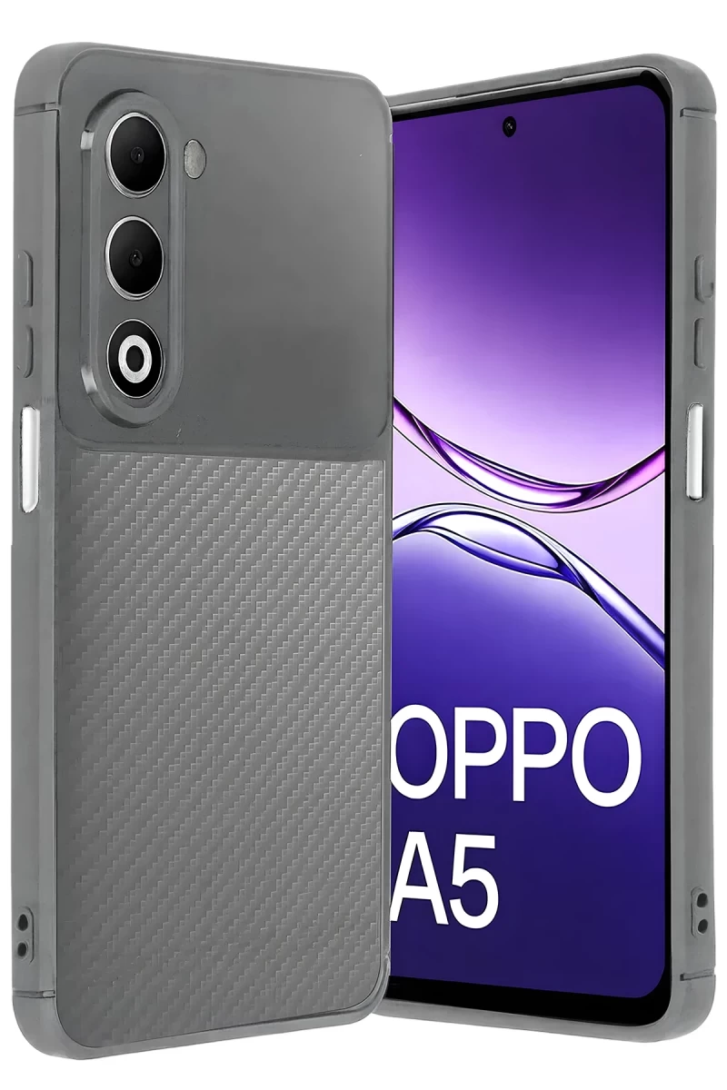 Oppo A5 4G Uyumlu Auto Focus Karbon Kapak - Gri