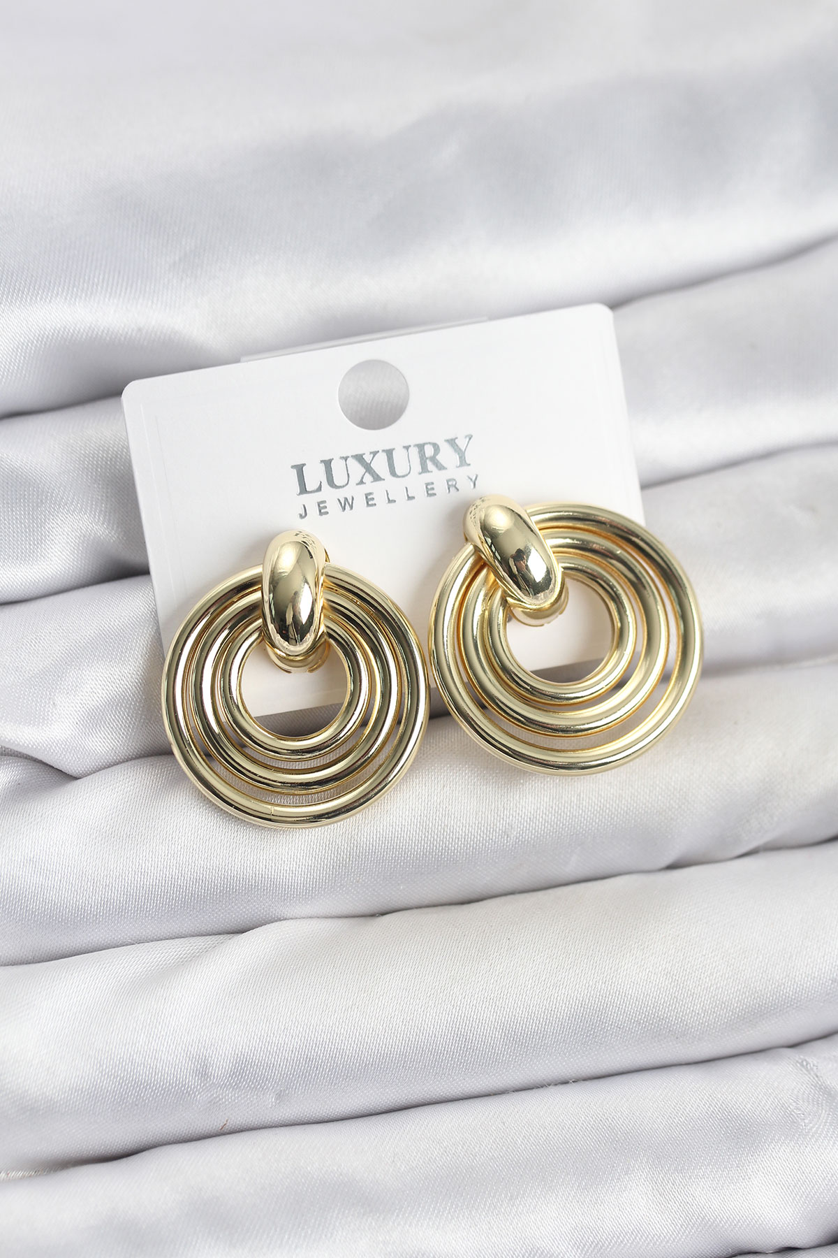 Gold Renk Pirinç Vintage Kadın Küpe